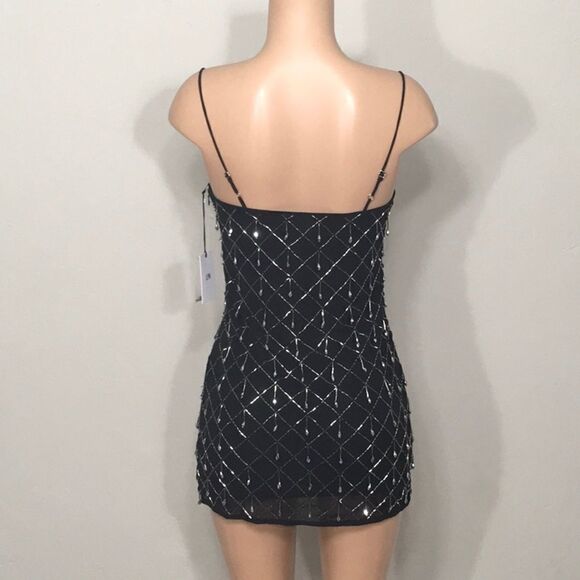 LPA spaghetti strap black dress with silver sequin - Picture 4 of 6